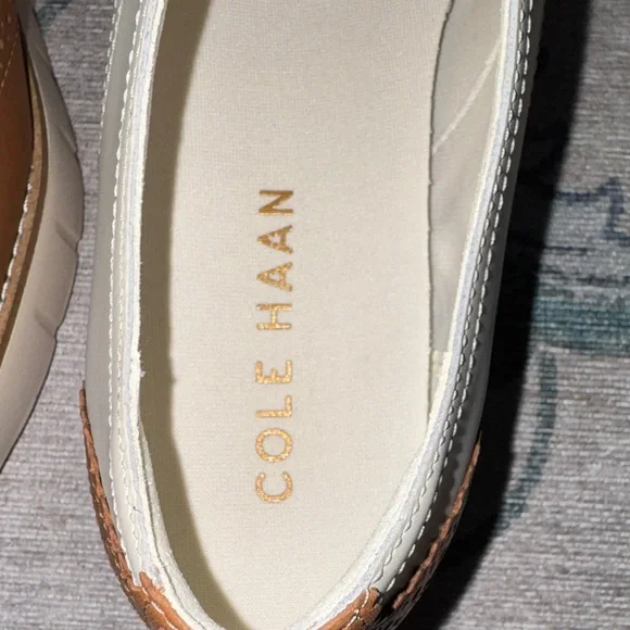 Cole Haan Women's Grand City Playform Cream and Brown Lace-up Oxfords - Picture 3 of 6